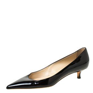 Jimmy Choo Black Patent Leather Aza Kitten Heel